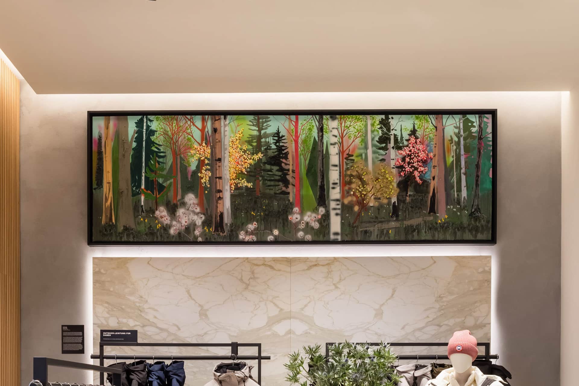 Spring artwork by Kim Dorland at Canada Goose, Theatinerstrasse, Munich, Germany